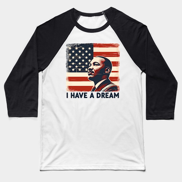 Martin Luther King Baseball T-Shirt by Vehicles-Art